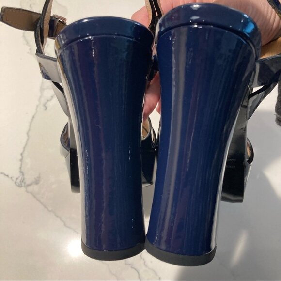 NAPOLEONI Sz 39 Leather Chunky Heel Platform Sandals Made in Italy NWOT - Picture 8 of 14